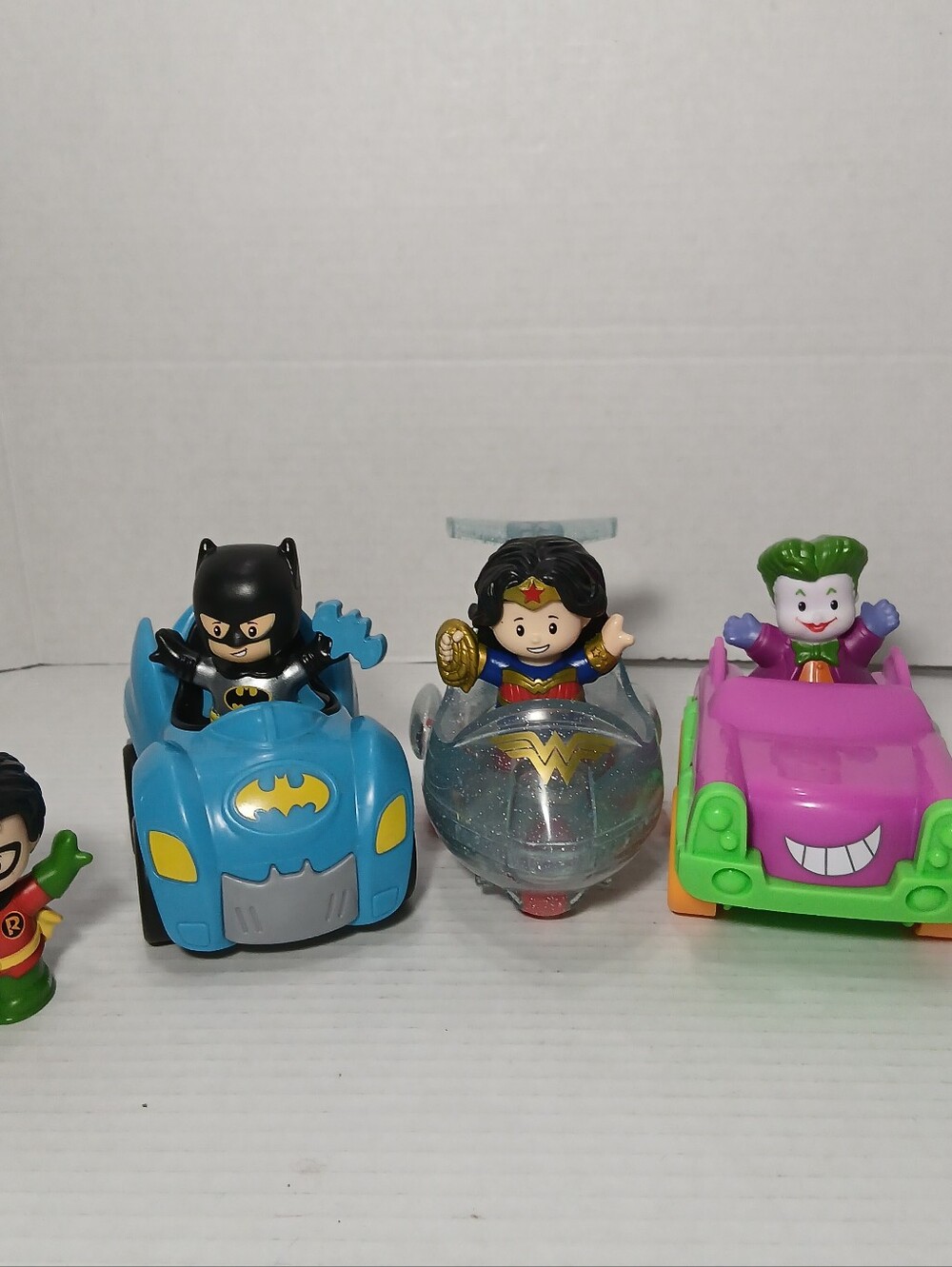 Fisher Price DC Little People Vehicles & Figures Batman Wonder Woman Joker Lot 7
